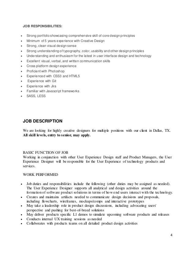 visual designer job description