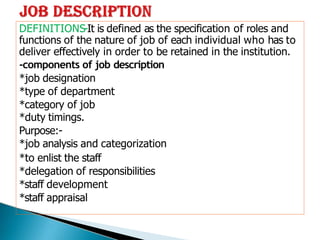 Job Description Nursing Personnel