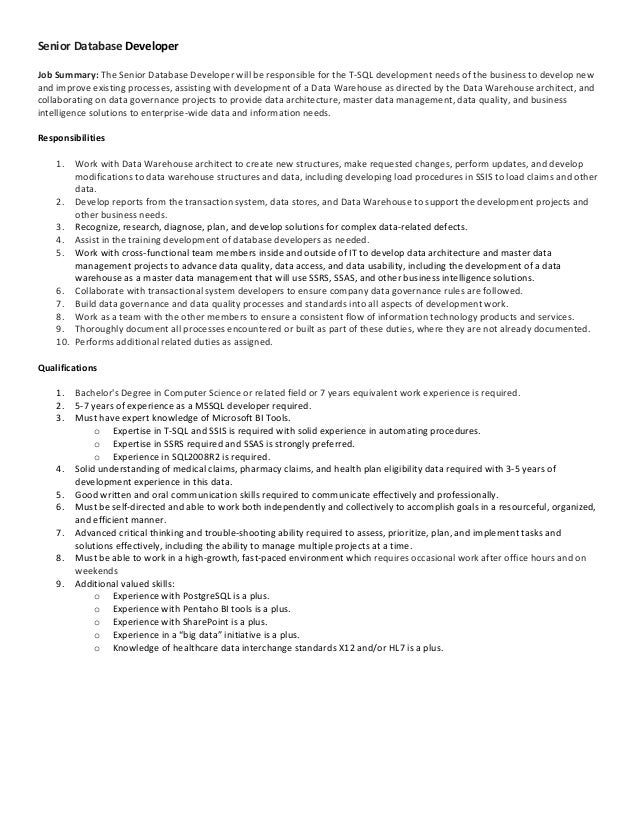 Database Developer Description pharmmd description senior database developer Database Developer Description pharmmd description senior database developer