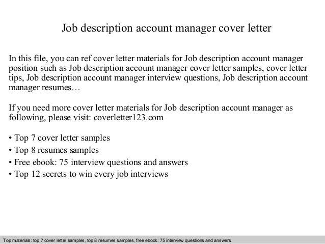 Job description account manager executive cover letter