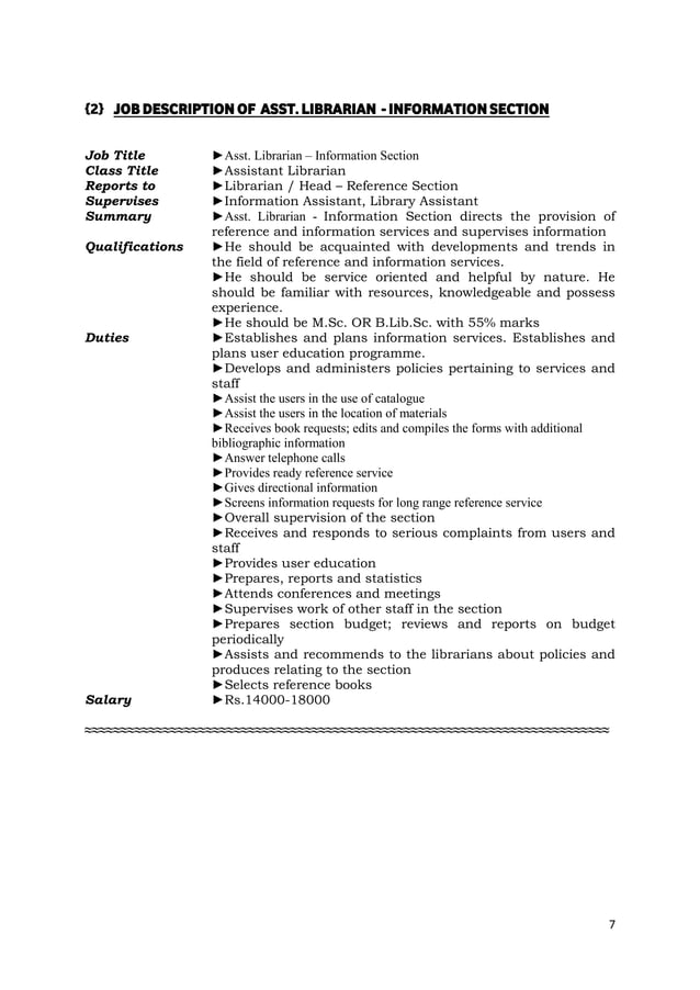Job description and job specification