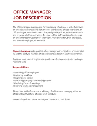 Job Description Templates: The Definitive Guide | PDF