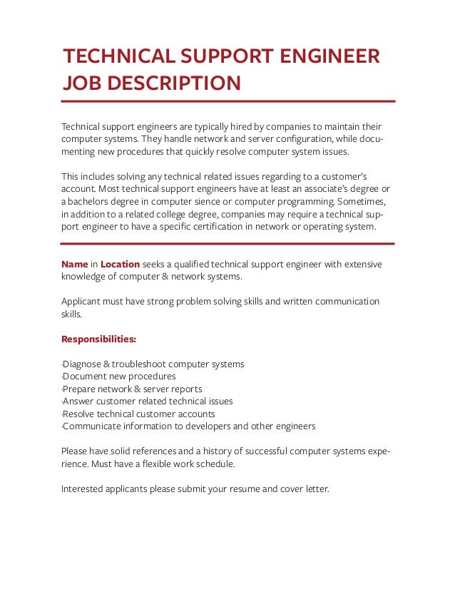 Support Engineer Job Description Monte