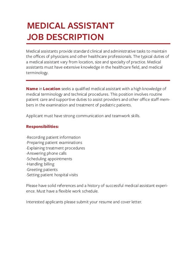 professional medical assistant job description