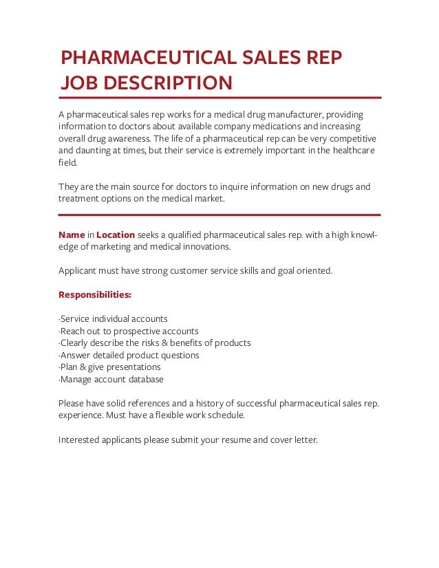 pharmaceutical salesman job description