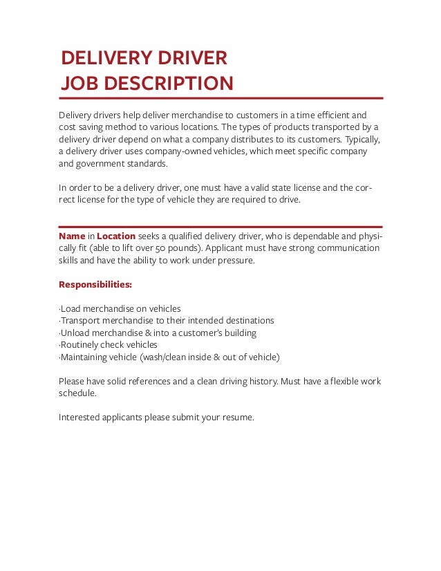 job description templates the definitive guide job description for delivery driver
