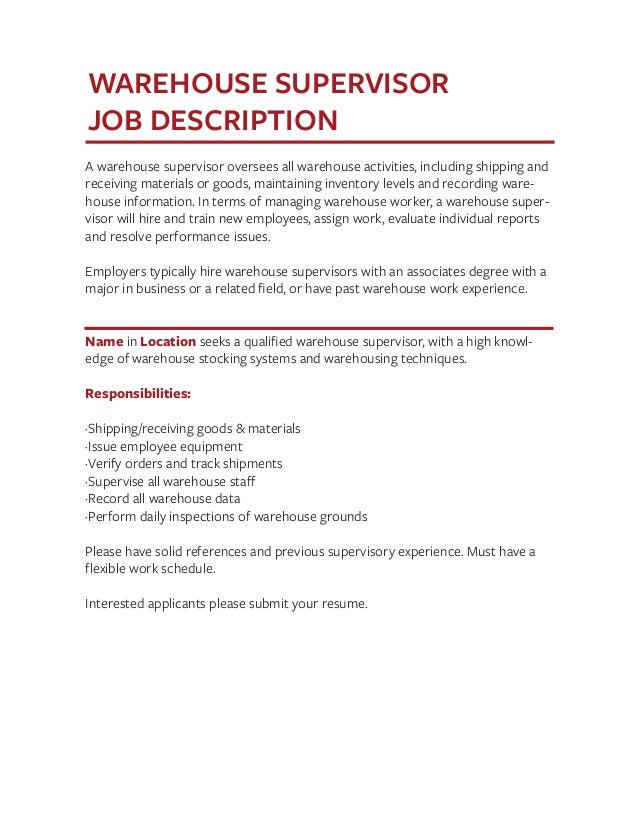 job description for warehouse coordinator template of