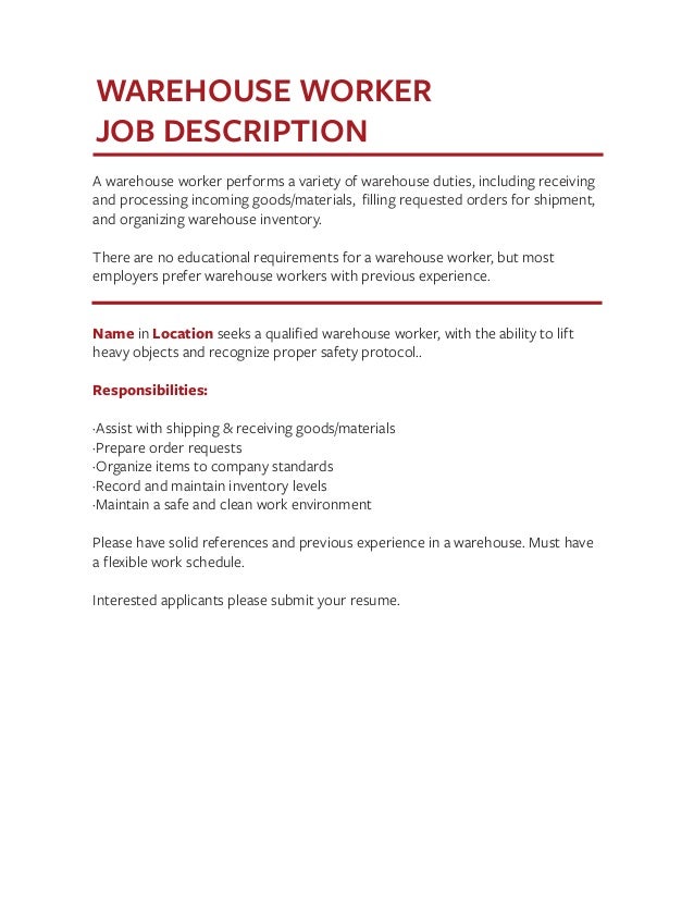 shipping receiving job description
