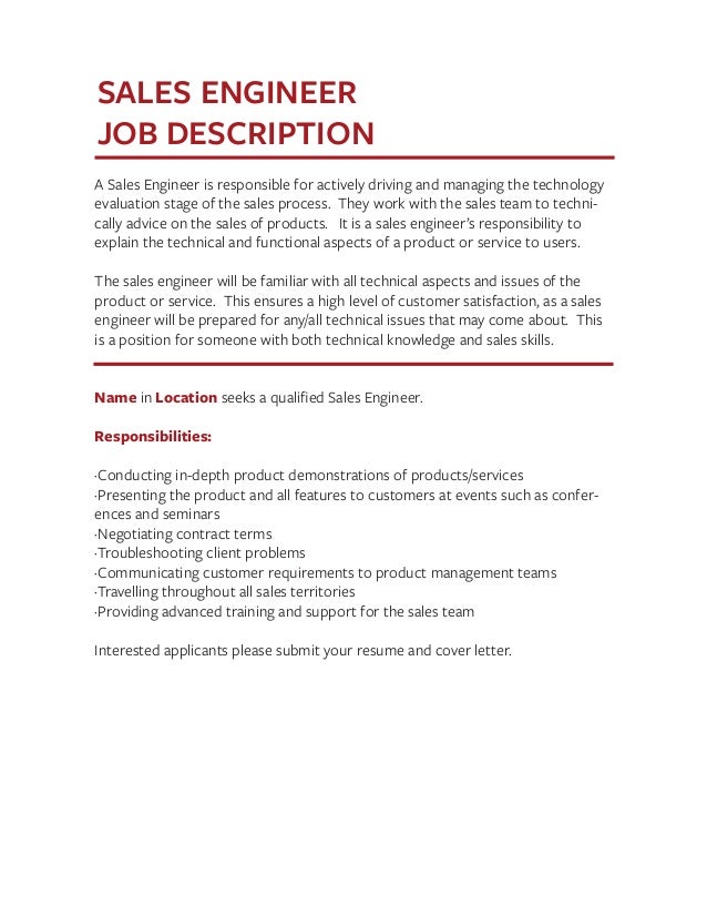 sales engineer description engineering manager description sales engineer description engineering manager description
