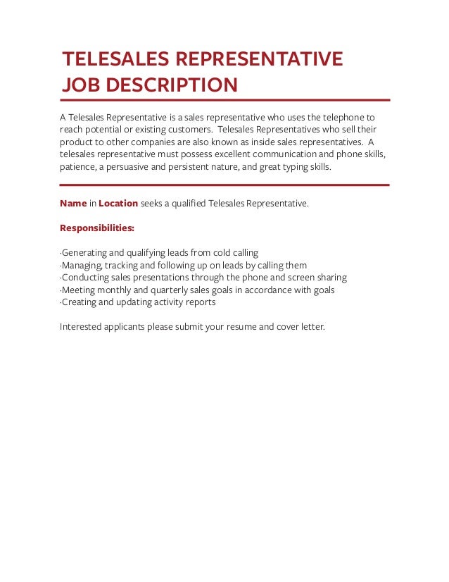 telesales resume sample