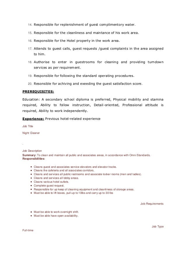 Job Description For Lobby Attendant