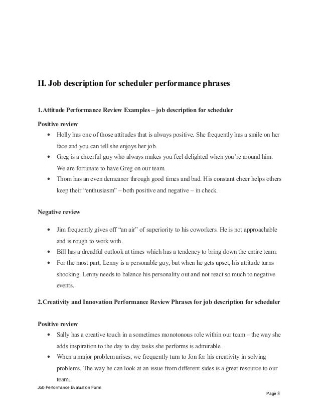 project scheduler job description