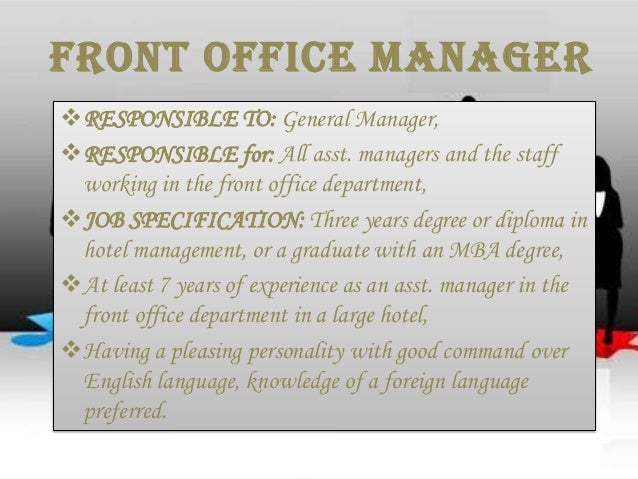 Front Desk Manager Job Description Remar