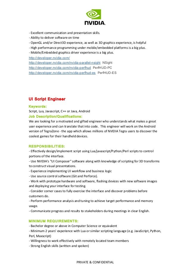 Job description of nvidia hiring 2013 q4