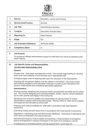 Job description & person specification