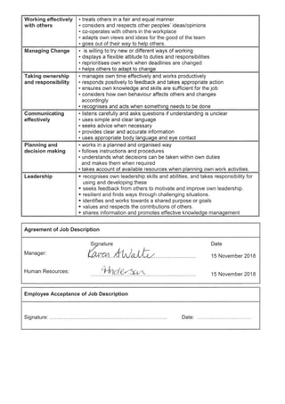 Job description & person specification