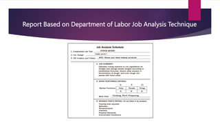 Report Based on Department of Labor Job Analysis Technique
 