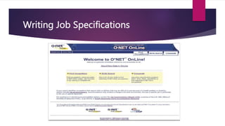 Writing Job Specifications
 