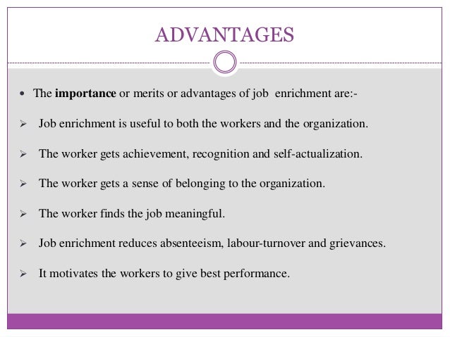 The benefit of job design