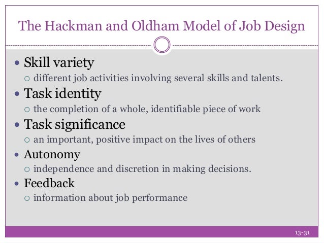 The benefit of job design