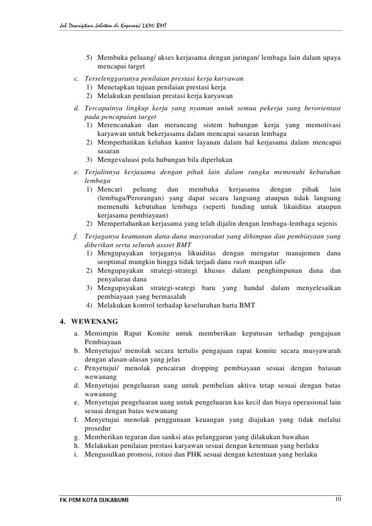 Job Des Lkm Bmt Koerasi