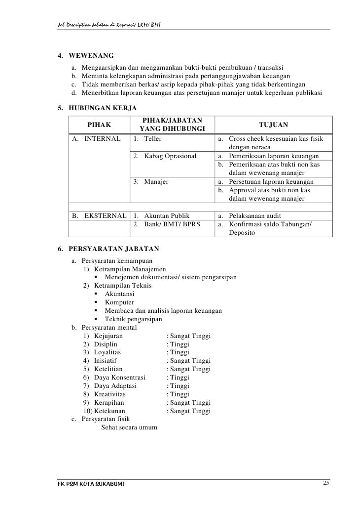 Job Des Lkm Bmt Koerasi