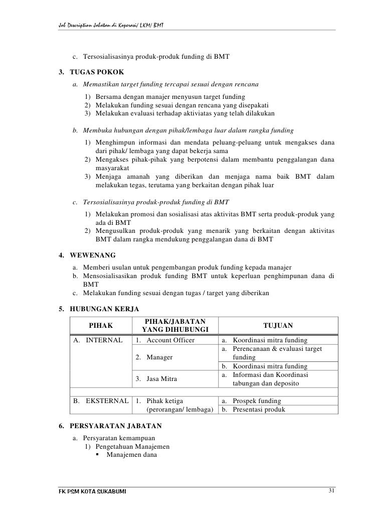 Job Des Lkm Bmt Koerasi