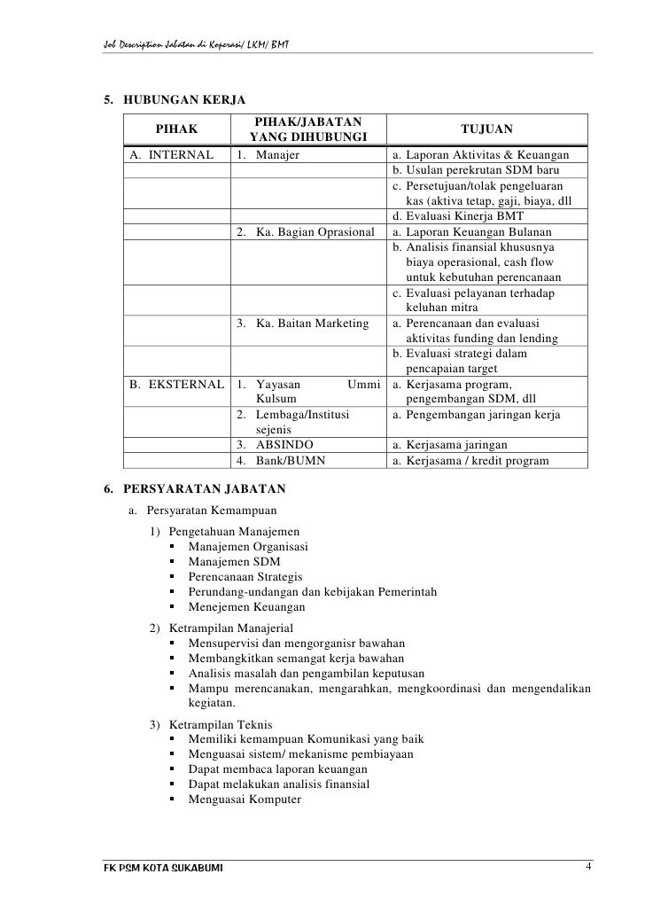 Job Des Lkm Bmt Koerasi Job Des Lkm Bmt Koerasi