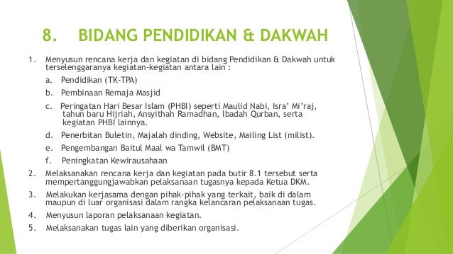 Uraian Tugas Pengurus Masjid Muniroh Sukmajaya Depok