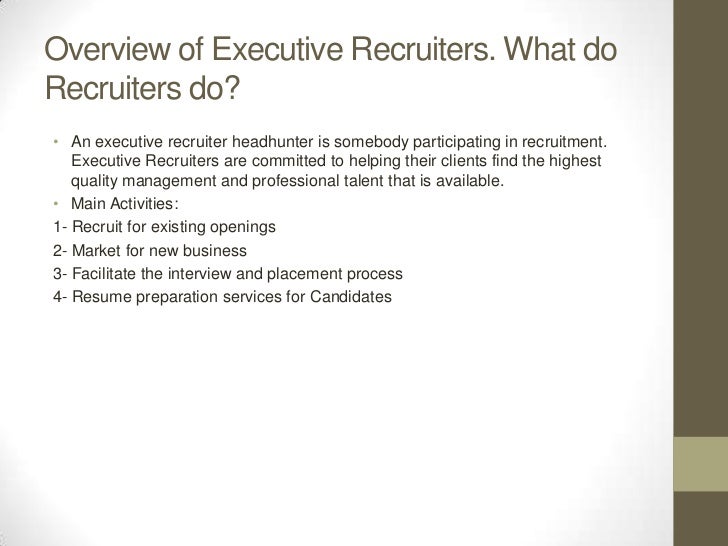 executive recruiters job description