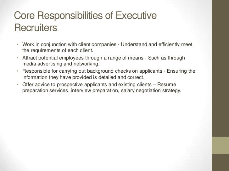 executive recruiters job description