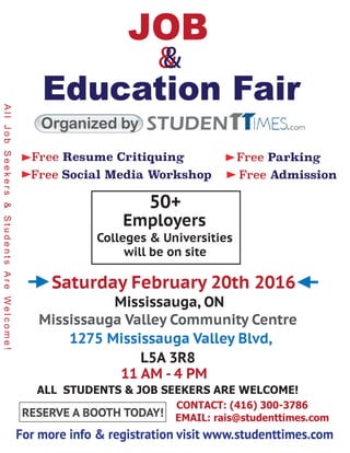 Job & Education Fair in Mississauga 