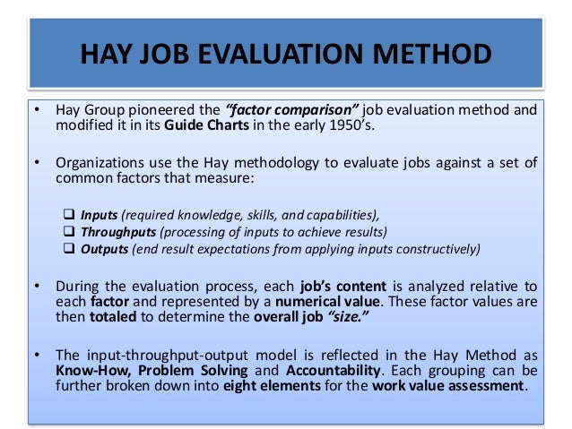 hay job evaluation methodology training
