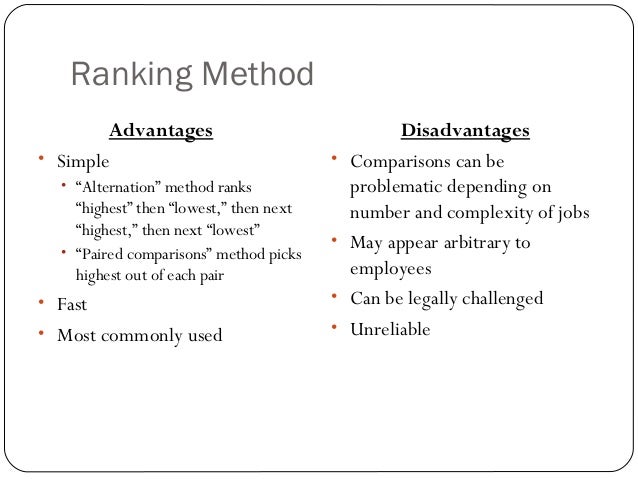 Advantages And Disadvantages Of Ranking Method Of Job Evaluation Job Retro