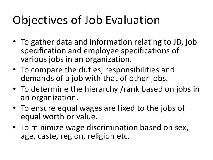 job evaluation ppt objectives for jobs