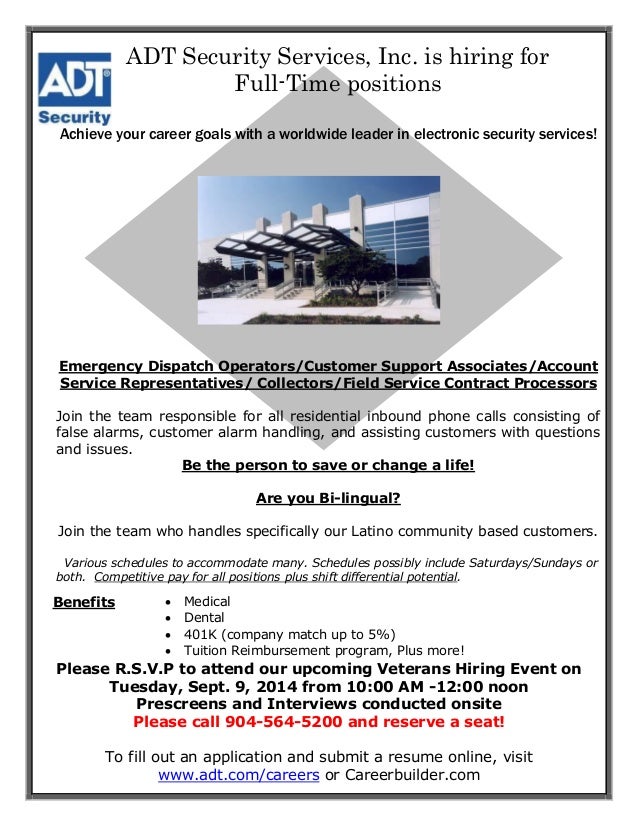job fair flyer adt adt security customer service
