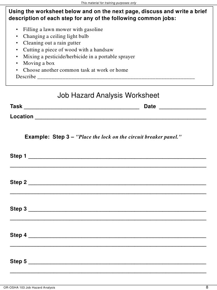 job hazard analysis worksheet