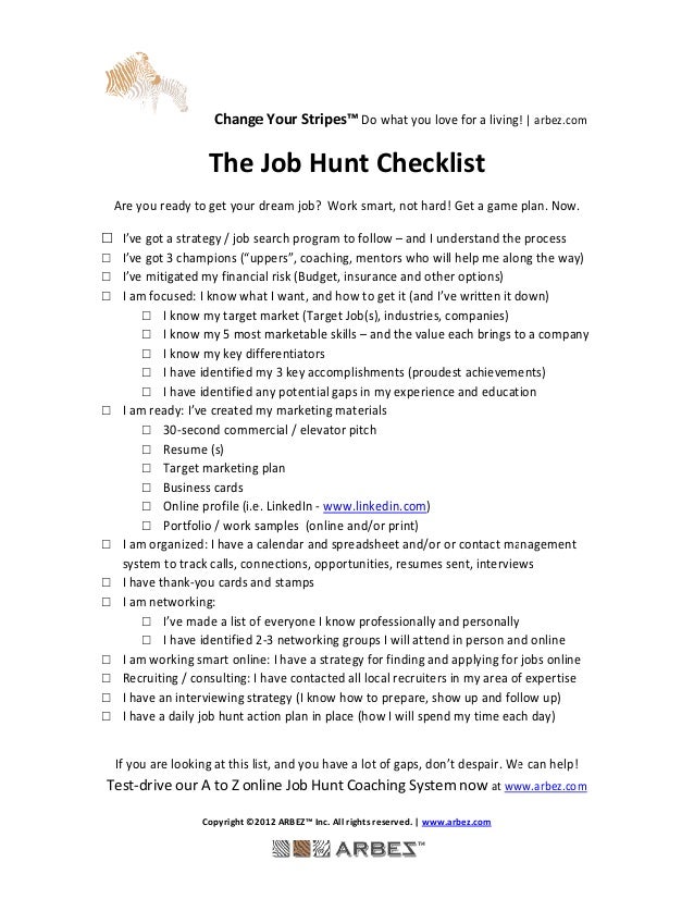 job search checklist