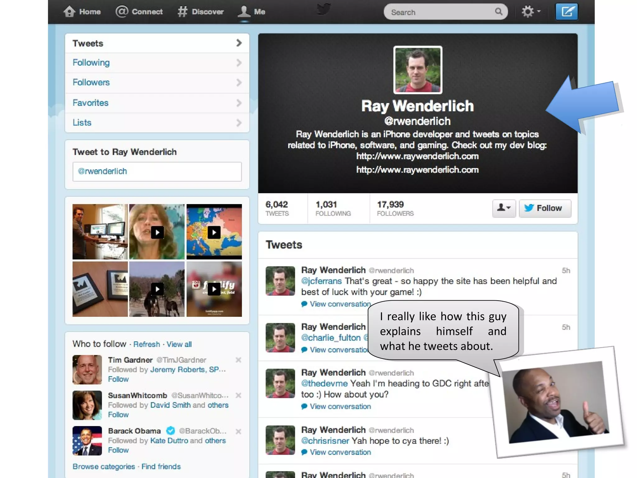 I Ireally like how this guy
    really like how this guy
explains himself and
  explains himself and
what he tweets about.
  what he tweets about.
 