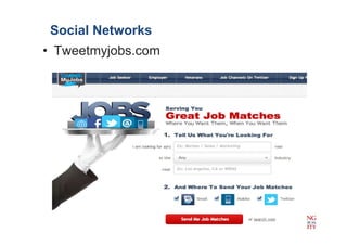 Social Networks
? Tweetmyjobs.com
 
