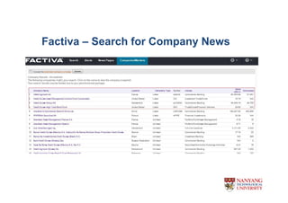 Factiva C Search for Company News
 