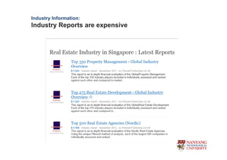 Industry Information:
Industry Reports are expensive
 