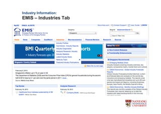 Industry Information:
EMIS C Industries Tab
 