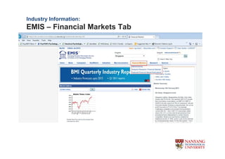 Industry Information:
EMIS C Financial Markets Tab
 