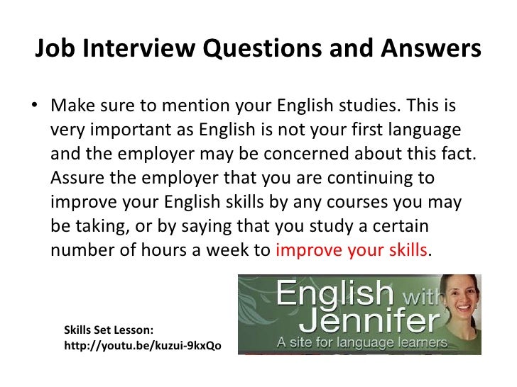 Job Interview Lesson for ESL