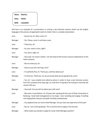 Job interview in English | DOCX