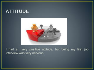 I had a very positive attitude, but being my first job
interview was very nervous
 