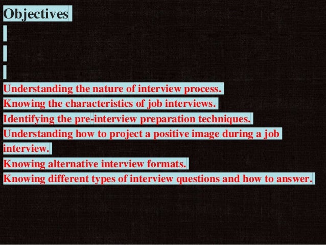 job interview objectives
