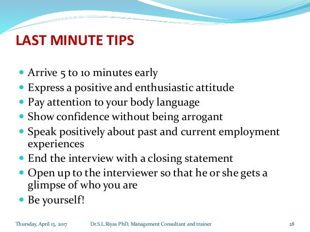closing interview statement