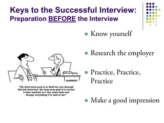 Keys to the Successful Interview:
Preparation BEFORE the Interview

                      


                      


                      




                      
 